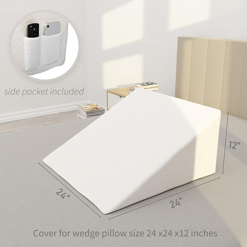 MEOVEN Wedge Pillow Cover for 24x24x12 Bed Wedge Pillow, Hypoallergenic Replacement Case with Zipper & Pockets - Image 3